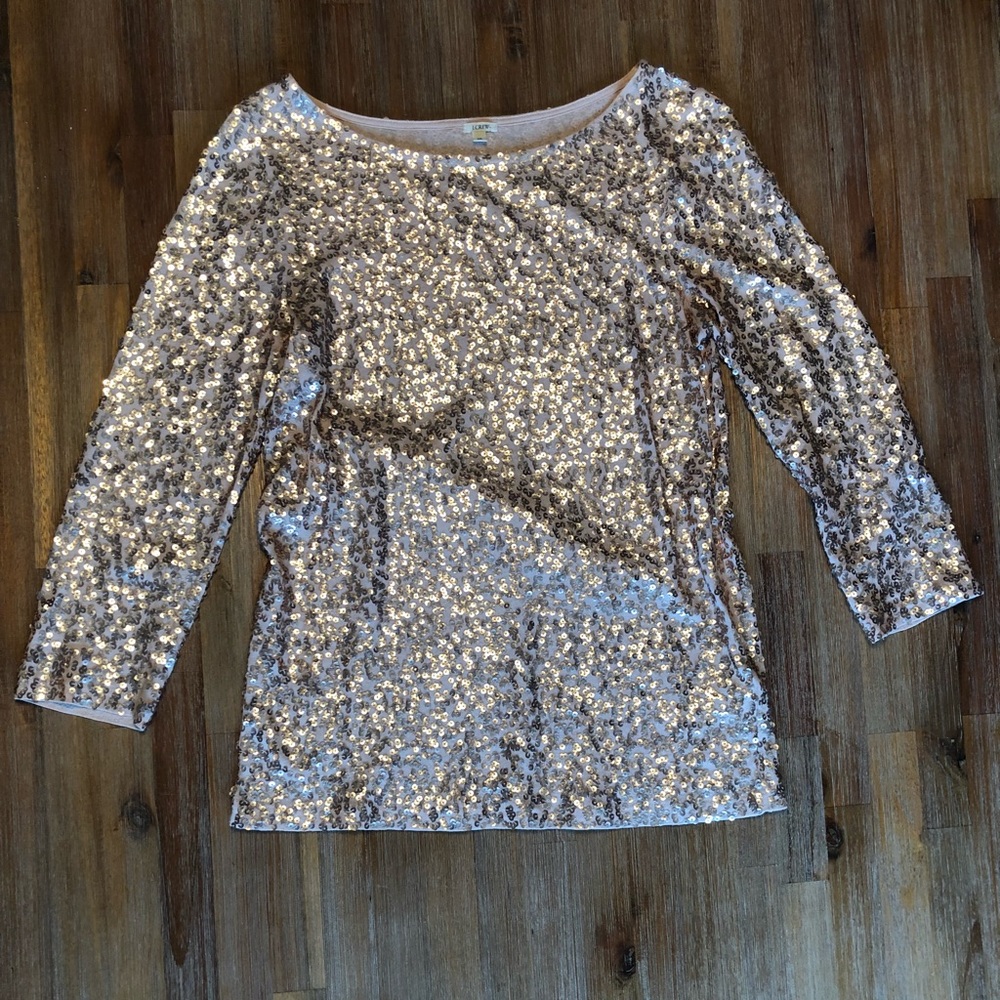 J Crew Gold Sequin Top XS